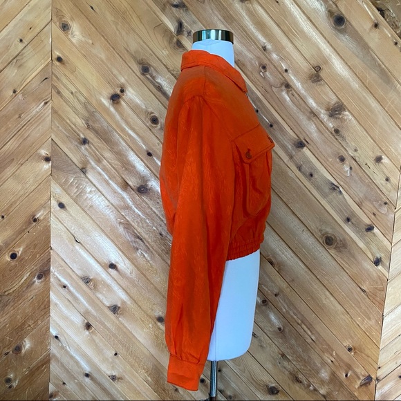 Anthropologie Cartonnier Eisenhower Orange Jacquard Bomber Jacket 
Sz XS - Picture 5 of 12